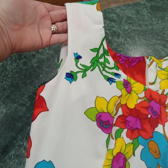 Vintage 1970s Swirl Inc Bright Summer Neon Floral Maxi Dress Large Retro Groovy - Picture 5 of 16